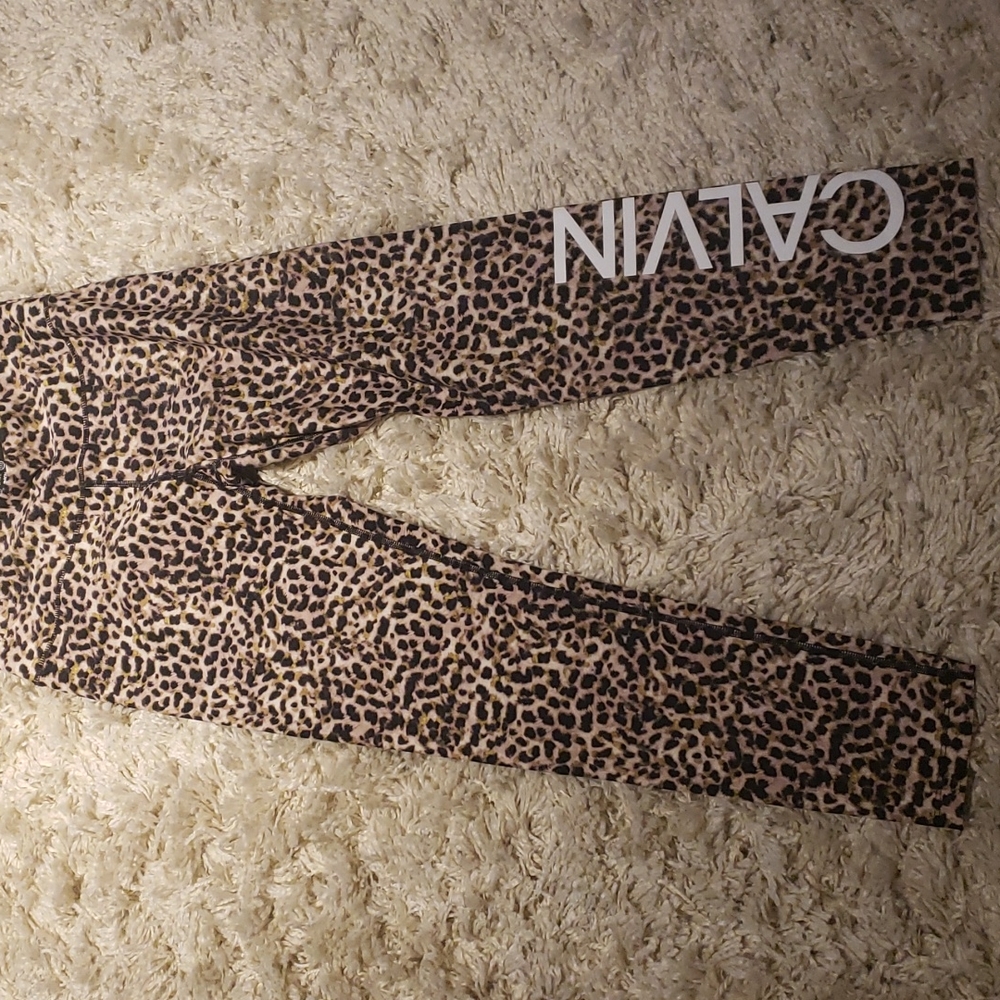 Calvin Klein Leopard Print Leggings with White Logo